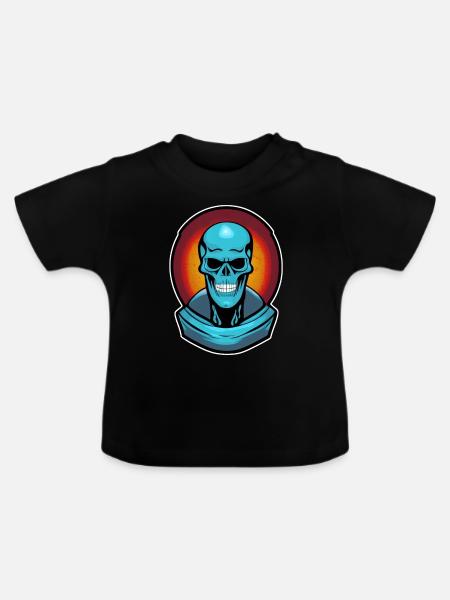 Blauer Monsterschädel - Baby Bio-T-Shirt mit Rundhals - Schwarz