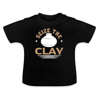 Seize the Clay - Baby Organic T-Shirt with Round Neck - black - Front