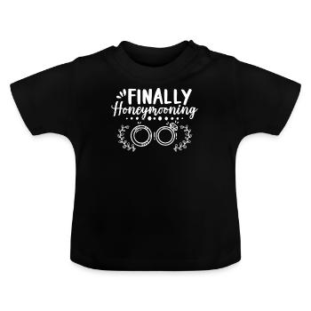 Finally Honey Mooning Ehepartner Flitterwochen - Baby Bio-T-Shirt mit Rundhals - Schwarz - Vorne
