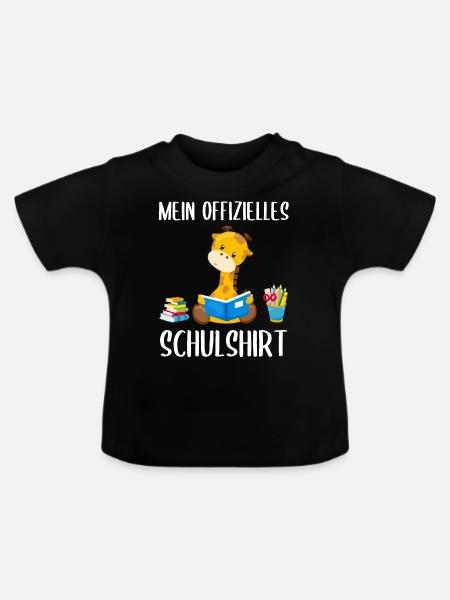 Giraffe Schulshirt Schulbeginn Schule Geschenk - Baby Bio-T-Shirt mit Rundhals - Schwarz