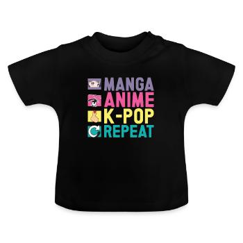 Anime & K-Pop Music Kpop Japanese Manga Otaku - Baby Bio-T-Shirt mit Rundhals - Schwarz - Vorne