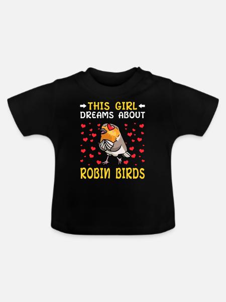 Rotkehlchen Vogel - Baby Bio-T-Shirt mit Rundhals - Schwarz
