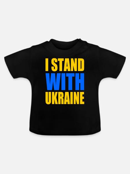 I stand with ukraine - Baby Bio-T-Shirt mit Rundhals - Schwarz