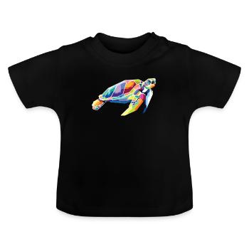 Polygon Tortoise Aquatic Turtle - Baby Organic T-Shirt with Round Neck - black - Front
