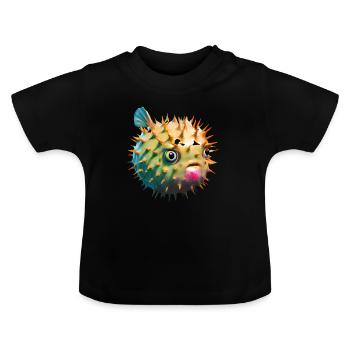 Poisson-globe gonflé - T-shirt bio col rond Bébé - noir - Devant