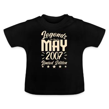 Geboren Mai 2007 Geburtstagsgeschenk 2007. - Baby Bio-T-Shirt mit Rundhals - Schwarz - Vorne