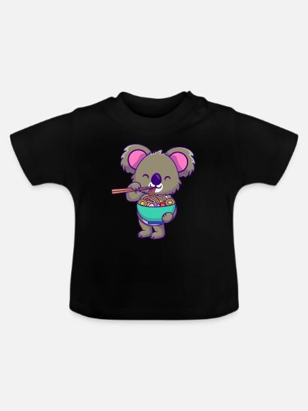 Koala-Liebhaber - Baby Bio-T-Shirt mit Rundhals - Schwarz