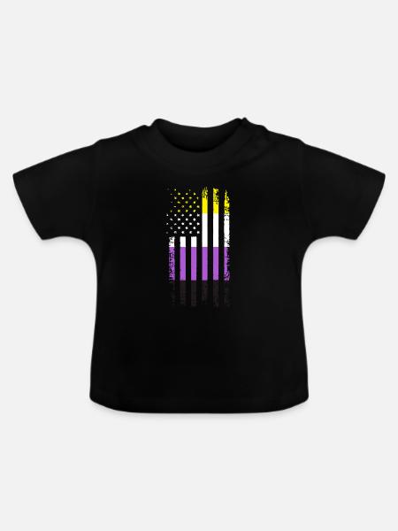 Non Binary Gender Flagge Geschenk - Baby Bio-T-Shirt mit Rundhals - Schwarz