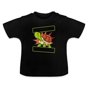 Hands Off My Turtle Riesenschildkröte Schildkröte - Baby Bio-T-Shirt mit Rundhals - Schwarz - Vorne