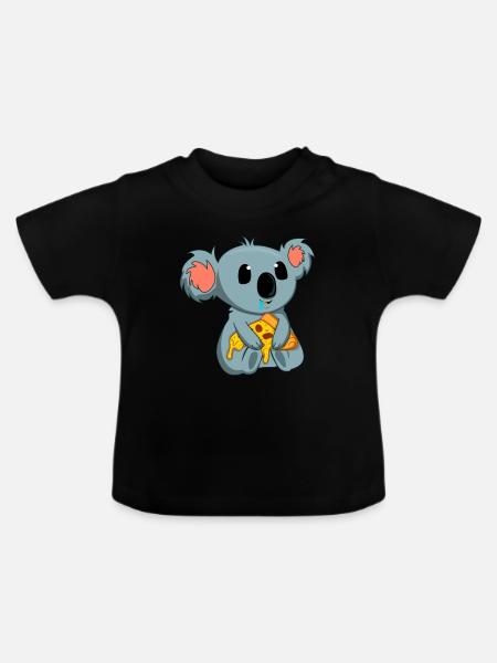 Pizza-Esser Koala-Liebhaber Tier Koala-Bär - Baby Bio-T-Shirt mit Rundhals - Schwarz