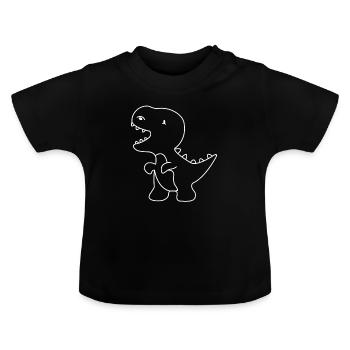 Dino Dinosaur hand-drawn - Baby Organic T-Shirt with Round Neck - black - Front