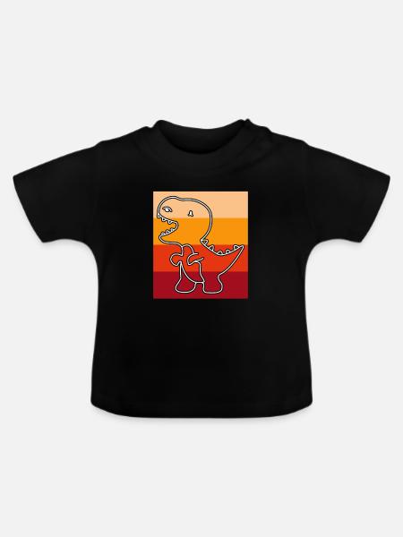 Dino Dinosaurier Retro - Baby Bio-T-Shirt mit Rundhals - Schwarz