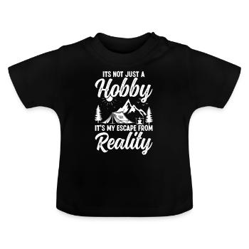 It's not just a Hobby Outdoor Camping - Baby Organic T-Shirt with Round Neck - black - Front