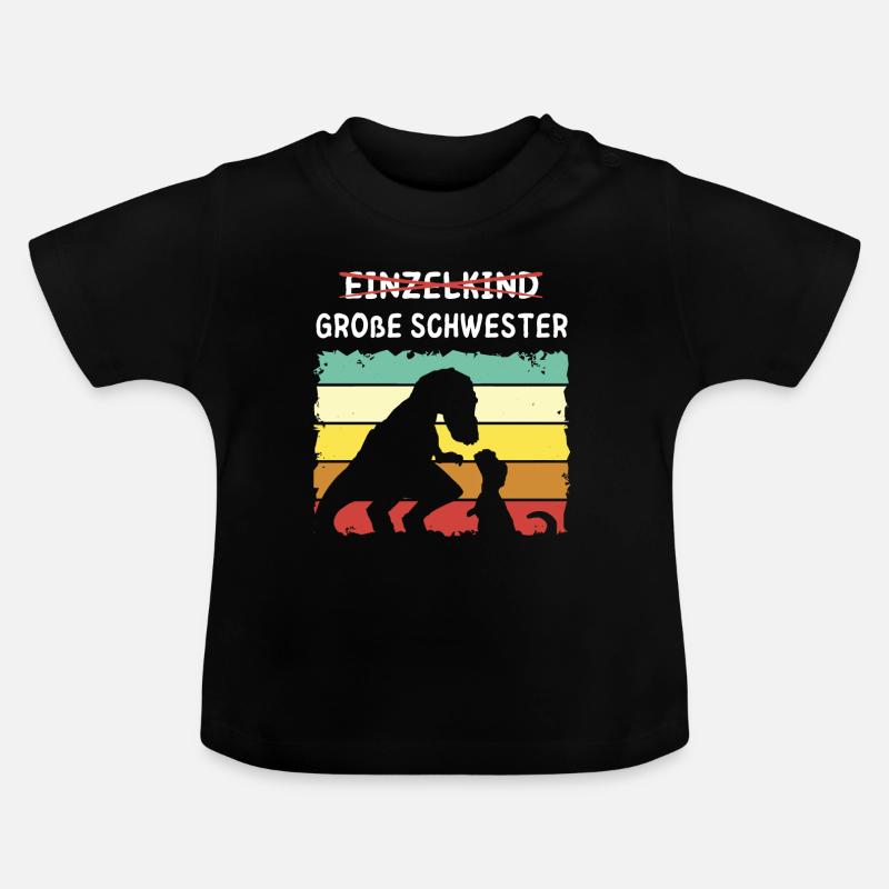 Einzelkind große Schwester Dino - Baby Bio-T-Shirt mit Rundhals - Schwarz