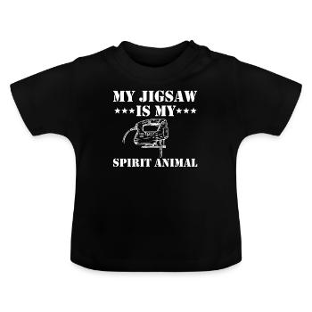 Lustiges Stichsäge Shirt - Baby Bio-T-Shirt mit Rundhals - Schwarz - Vorne