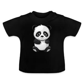 Panda mignon - T-shirt bio col rond Bébé - noir - Devant