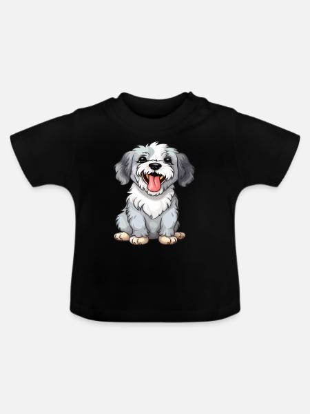 Niedliches Hündchen - Baby Bio-T-Shirt mit Rundhals - Schwarz