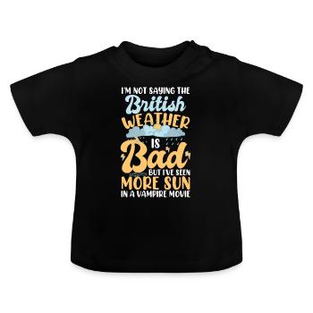 Lustiges britisches Wetter - Baby Bio-T-Shirt mit Rundhals - Schwarz - Vorne