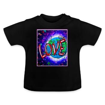 Jesus Love - on earth for love - Baby Organic T-Shirt with Round Neck - black - Front