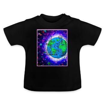 Jesus Christ on planet Earth - Baby Organic T-Shirt with Round Neck - black - Front