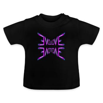 Love inscription mirrored - Baby Organic T-Shirt with Round Neck - black - Front