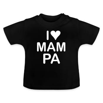 I love MAMPA - Baby Organic T-Shirt with Round Neck - black - Front