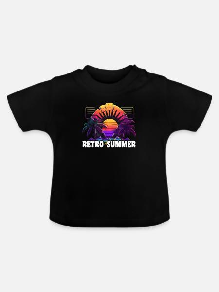 Retro Sommer - Baby Bio-T-Shirt mit Rundhals - Schwarz