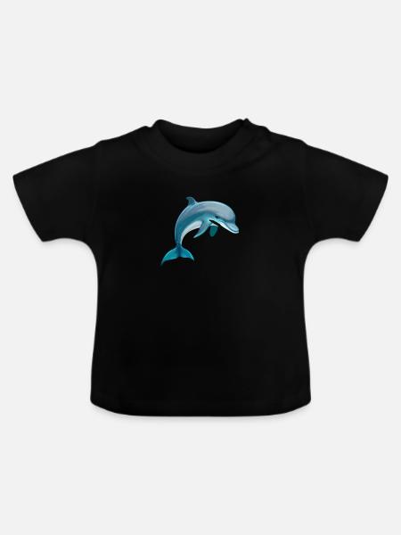 Delfin - Baby Bio-T-Shirt mit Rundhals - Schwarz