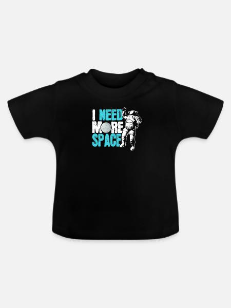 Zonnestelsel Ik heb meer ruimte astronaut nodig - Baby biologisch T-shirt met ronde hals - zwart