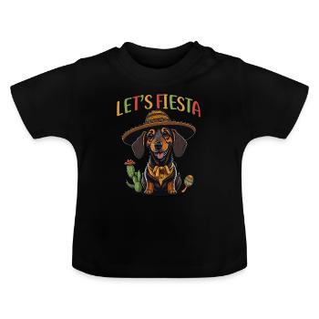 Teckel Cinco de Mayo Let's Fiesta - T-shirt bio col rond Bébé - noir - Devant