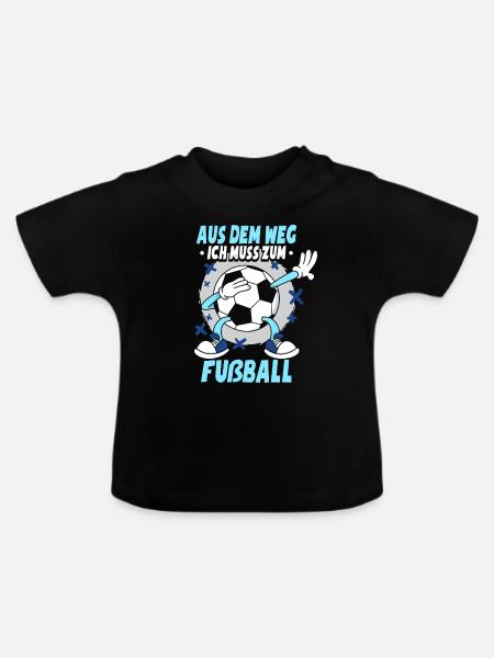 Ich Muss Zum Fußball - Baby Bio-T-Shirt mit Rundhals - Schwarz