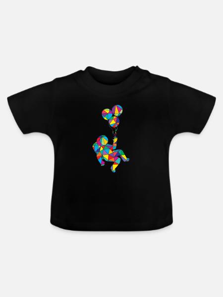 Low Poly Astronom Poly Astronaut - Baby Bio-T-Shirt mit Rundhals - Schwarz