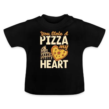 Tu as volé une pizza à mon cœur. - T-shirt bio col rond Bébé - noir - Devant