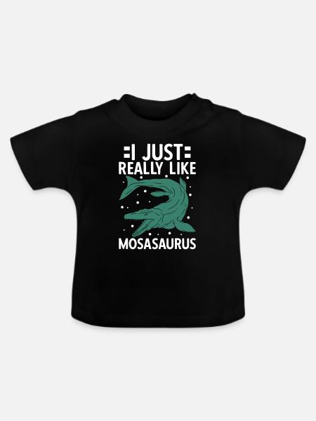 I Just Really Like Mosasaurus - Baby Bio-T-Shirt mit Rundhals - Schwarz