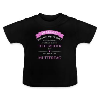 Papa's Kompliment für Mama, Muttertag Tochter - Baby Bio-T-Shirt mit Rundhals - Schwarz - Vorne