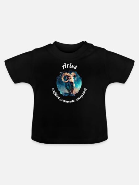 Aries Sternzeichen Widder Astronomie - Baby Bio-T-Shirt mit Rundhals - Schwarz