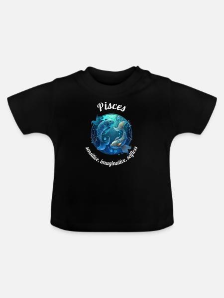 Pisces Sternzeichen Fische Astronomie - Baby Bio-T-Shirt mit Rundhals - Schwarz