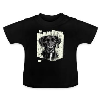 Schwarze Deutsche Dogge Hund - Baby Bio-T-Shirt mit Rundhals - Schwarz - Vorne