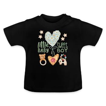 Baby Spruch, cute baby-boy, Kawaii-Baby - Baby Bio-T-Shirt mit Rundhals - Schwarz - Vorne