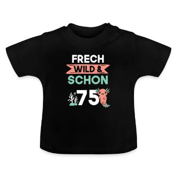 Geschenk 75 Jahre Geburtstag Axolotl - Baby Bio-T-Shirt mit Rundhals - Schwarz - Vorne