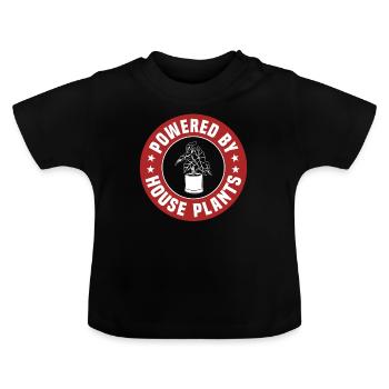 Powered by houseplants - Baby Organic T-Shirt with Round Neck - black - Front