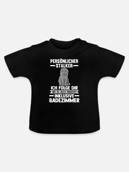 Scottish Fold Katze - Baby Bio-T-Shirt mit Rundhals - Schwarz