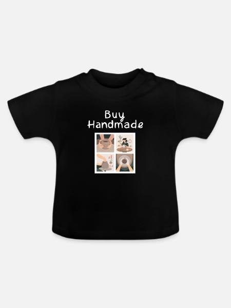 Buy Handmade - Baby Bio-T-Shirt mit Rundhals - Schwarz