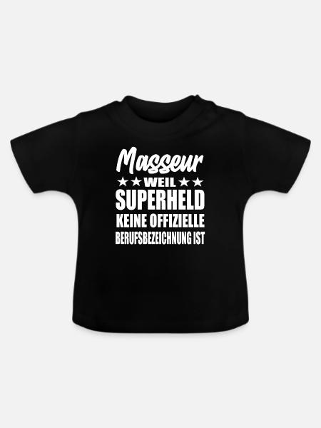 Masseur Superheld Spruch - Baby Bio-T-Shirt mit Rundhals - Schwarz
