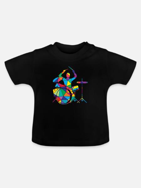 Schlagzeug Polygon Trommler - Baby Bio-T-Shirt mit Rundhals - Schwarz