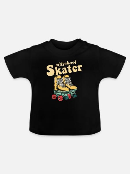 Inline Skater - Baby Bio-T-Shirt mit Rundhals - Schwarz