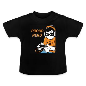 Gaming Nerd Saying Funny - Baby Organic T-Shirt with Round Neck - black - Front