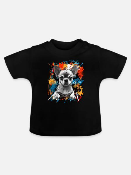 Chihuahua - Baby Bio-T-Shirt mit Rundhals - Schwarz