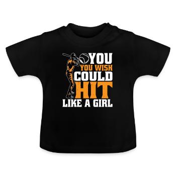 You Wish You Could Hit Like A Girl 2 - Baby Bio-T-Shirt mit Rundhals - Schwarz - Vorne