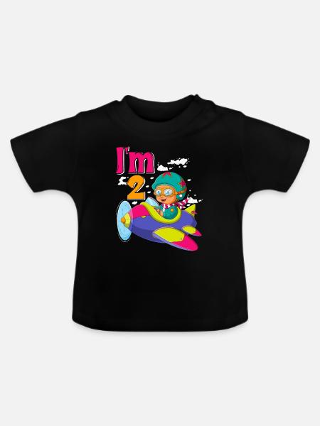 Now i'm 2 - Baby Bio-T-Shirt mit Rundhals - Schwarz